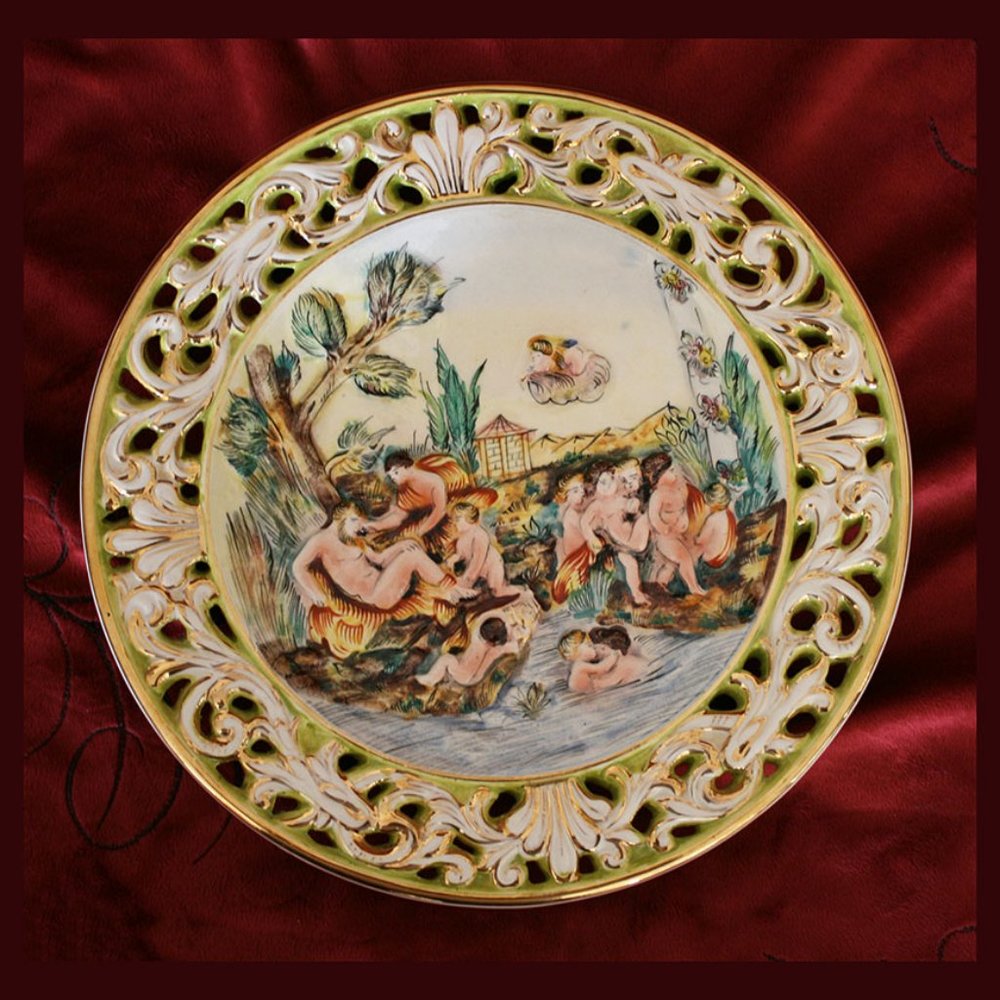 vintage limited edition Capodimonte wall plaque
